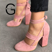 Load image into Gallery viewer, Gtime Sexy High Heel Ankle Strap Pumps Women Gladiator Sandals Fashion Rome Style Female Party Wedding 8cm Pump Shoes SE040