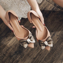 Load image into Gallery viewer, Autumn Women Shoes Bowtie Two Piece Slip On Pumps Ladies Pointed Toe Shallow Jelly Shoes Mid Heel Comfortable Female Footwear