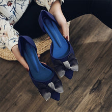 Load image into Gallery viewer, Autumn Women Shoes Bowtie Two Piece Slip On Pumps Ladies Pointed Toe Shallow Jelly Shoes Mid Heel Comfortable Female Footwear
