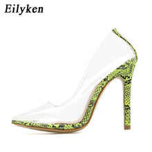 Load image into Gallery viewer, Eilyken Fashion Rhinestones PVC Transparent Pumps Stilettos High Heels Point Toes Womens Party Golden Wedding High heels shoes