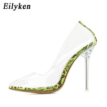 Load image into Gallery viewer, Eilyken Fashion Rhinestones PVC Transparent Pumps Stilettos High Heels Point Toes Womens Party Golden Wedding High heels shoes