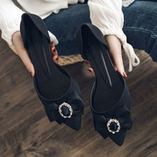 Load image into Gallery viewer, Autumn Women Shoes Bowtie Two Piece Slip On Pumps Ladies Pointed Toe Shallow Jelly Shoes Mid Heel Comfortable Female Footwear