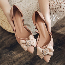 Load image into Gallery viewer, Autumn Women Shoes Bowtie Two Piece Slip On Pumps Ladies Pointed Toe Shallow Jelly Shoes Mid Heel Comfortable Female Footwear