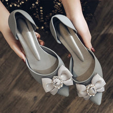 Load image into Gallery viewer, Autumn Women Shoes Bowtie Two Piece Slip On Pumps Ladies Pointed Toe Shallow Jelly Shoes Mid Heel Comfortable Female Footwear