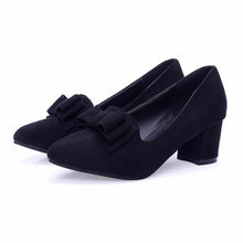 Load image into Gallery viewer, 2020 slipony Brand Big Size Women spring shoes bow square shoe heel women Female Ladies Party With Bow slip on Brand Women Pumps