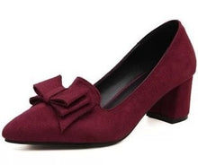 Load image into Gallery viewer, 2020 slipony Brand Big Size Women spring shoes bow square shoe heel women Female Ladies Party With Bow slip on Brand Women Pumps